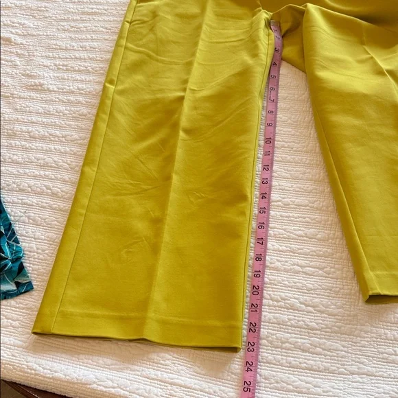 LOFT Chartreuse Yellow wide leg crop Trousers - Picture 5 of 5